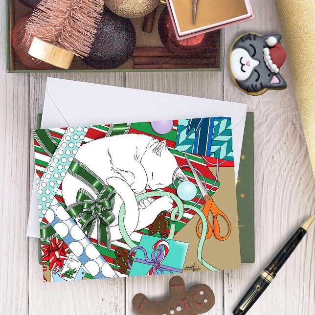 Carte chat de Noël blanc (Créateur téléchargé)