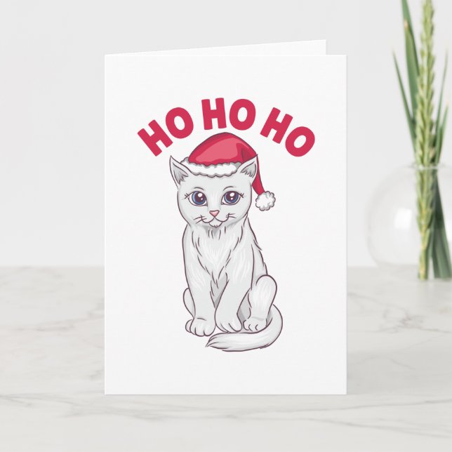 Carte Chat de Noël Ho Ho Ho (Devant)