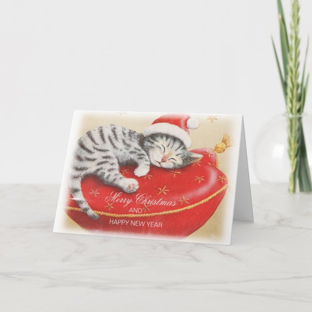 Carte Chat de Noël mignon (Devant)