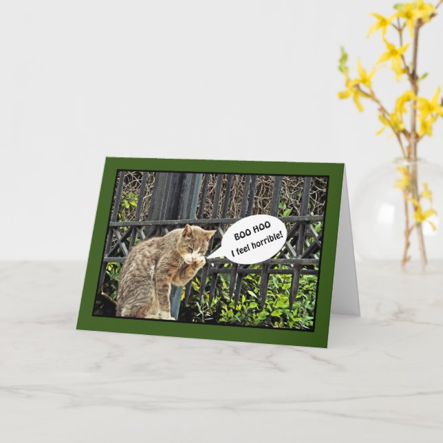 Carte "Chat de Pleure triste/Anniversaire tardif (Fleur jaune)