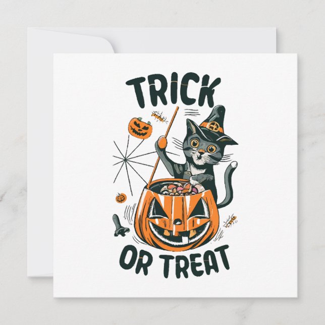 Carte Chat d'Halloween abstrait (Devant)