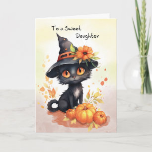 Carte Chat d'Halloween doux pour la fille
