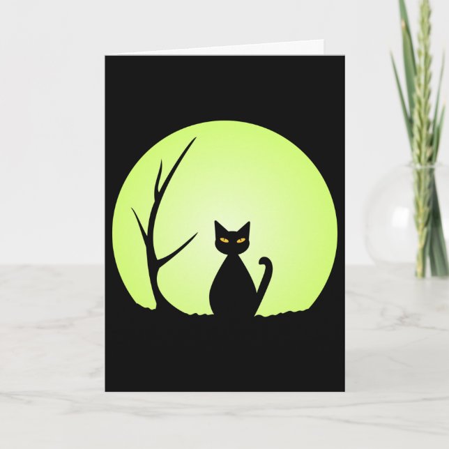 Carte Chat d'Halloween éffrayant (Devant)