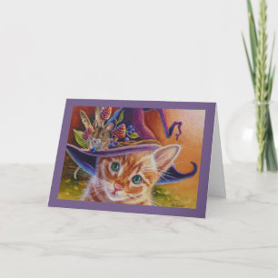 Carte Chat d'Halloween et souris n° 1 Aquarelle Art