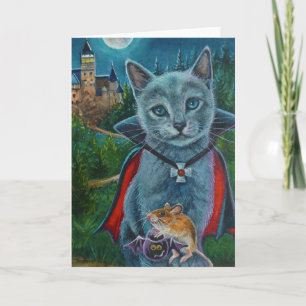 Carte Chat d'Halloween et souris n° 3 Aquarelle Art