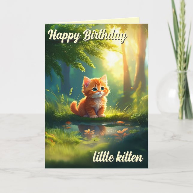 Carte Chat d'Orange de Forêt 'Little Kitten' Anniversair (Devant)