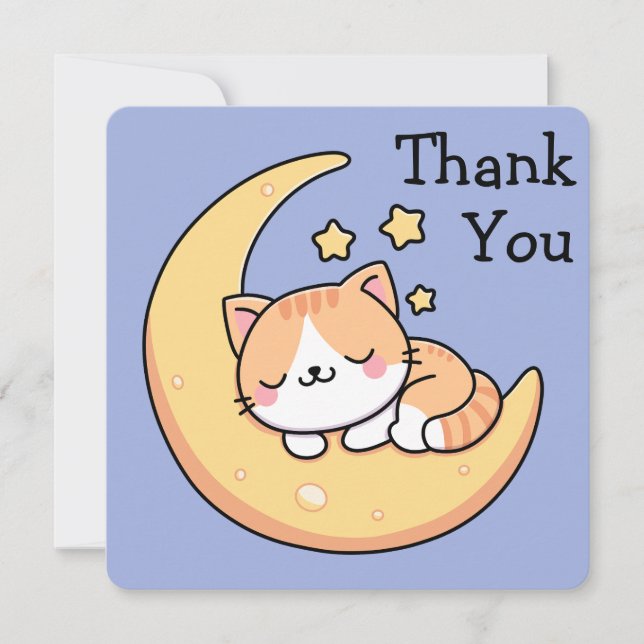 Carte Chat Dormir Sur Le Merci Lune (Devant)