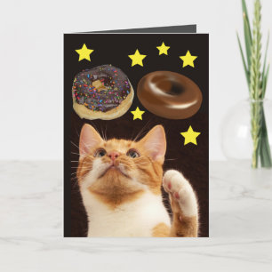 CARTE CHAT DRÔLE ANNIVERSAIRE CHAT DE L'ESPACE AVEC DONU