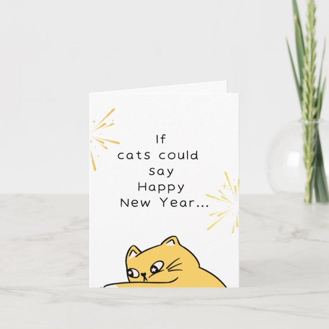 Carte Chat drôle Bonne année (Devant)
