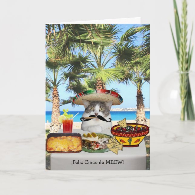Carte Chat drôle Cinco heureux De Mayo (Devant)