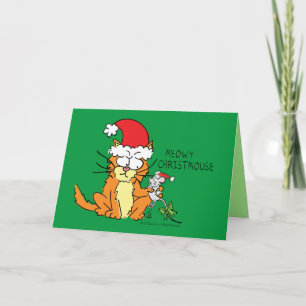 Carte Chat drôle de Noël Mignon Souris