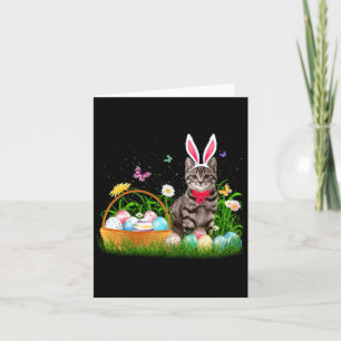 Carte Chat drôle de Pâques Lapin Œufs