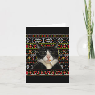 Carte Chat drôle fumeur Mème Noël Sweat Ugly Cat