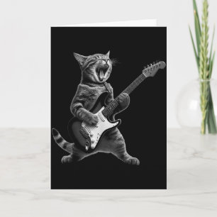 Carte Chat Drôle Jouant Du Rock And Roll Guitare Hommes 