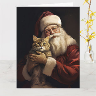 Carte Chat du Bengale avec Noël du Père Noël
