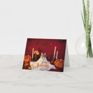 Carte Chat effrayant en costume d'Halloween amusant