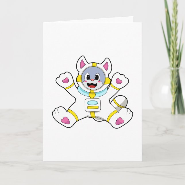 Carte Chat en astronaute en costume (Devant)