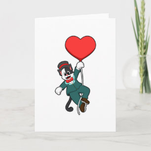 Carte Chat en forme de chambre avec ballon cardiaque