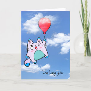 Carte Chat Et Ballons D'Anniversaire