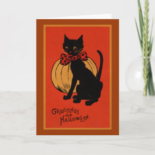 Carte Chat et citrouille de Halloween