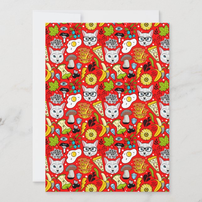 Carte Chat et oeuf sur le rouge (Devant)