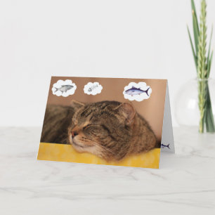 Carte Chat et poisson Rêves amusants Anniversaire