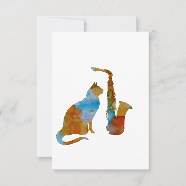 Carte Chat et saxophone (Devant)