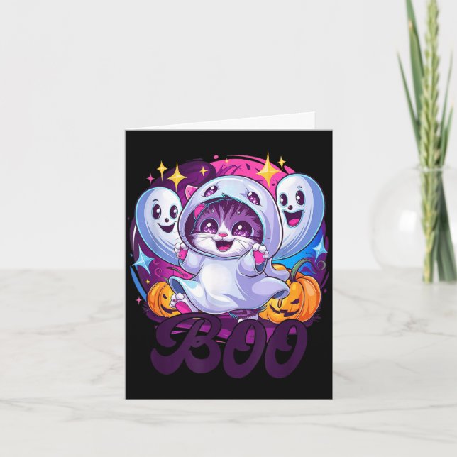 Carte Chat fantôme Boo  (Devant)