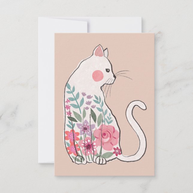 Carte Chat floral (Devant)