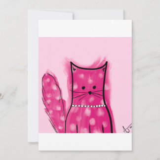 Carte Chat Fluffy Inspiré Rose