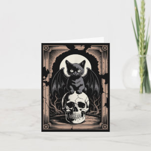 Carte Chat gothique chauve-souris crâne Goth Black Metal