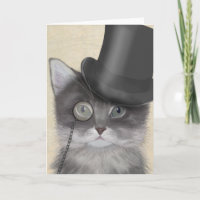 Chat gris avec chapeau supérieur