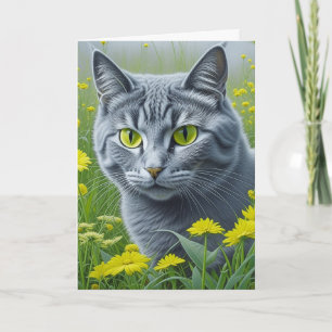 Carte Chat gris mignon   Heureux de vous avoir comme ami