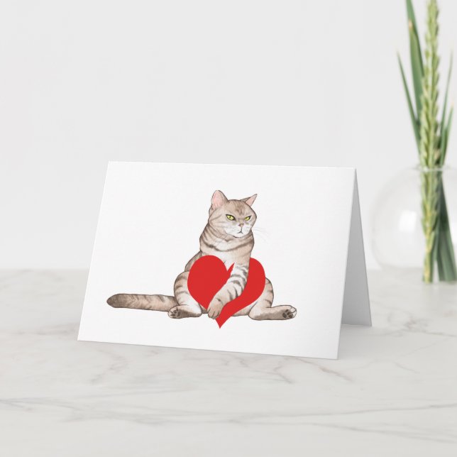 Carte Chat Grumpy Minimaliste pour la Saint-Valentin (Devant)