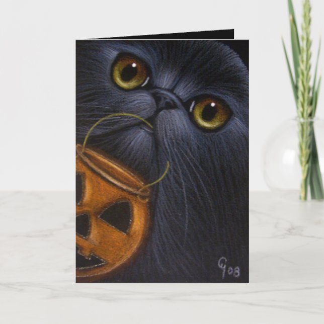 Carte CHAT HALLOWEEN PERSIAN NOIR (Devant)