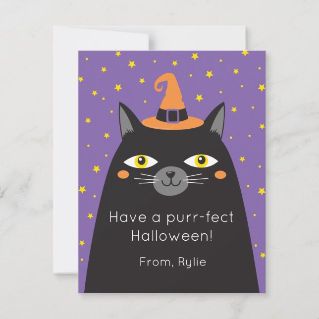 Carte Chat Halloween pour enfants (Devant)