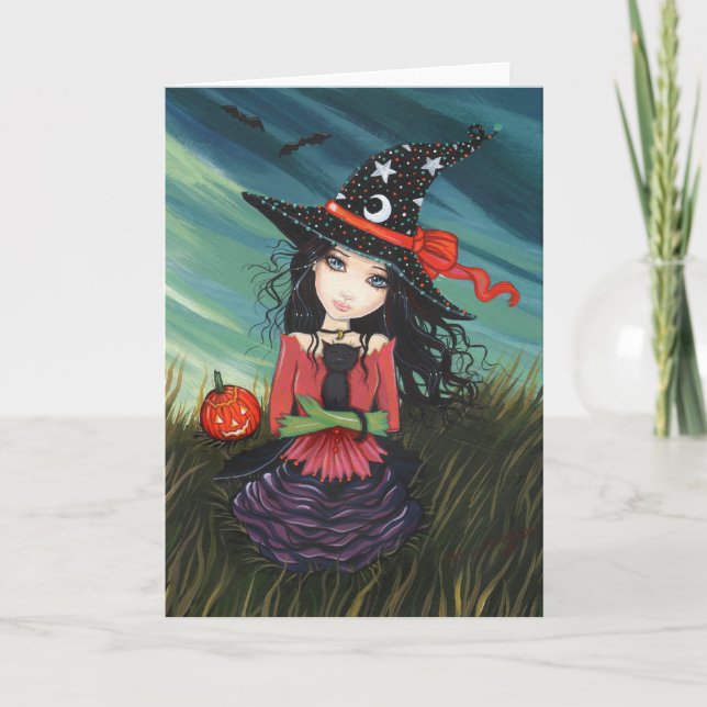 Carte Chat Halloween Witch par Molly Harrison (Devant)