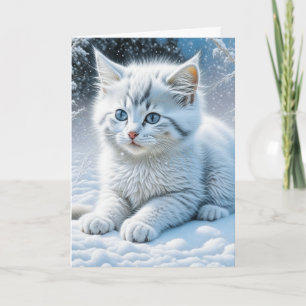 Carte Chat Jouer dans la neige   Penser à votre sujet