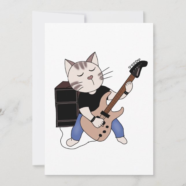 Carte chat jouer guitare électrique (Devant)