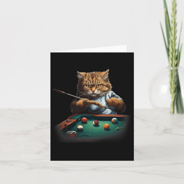 Carte Chat Jouer Piscine Billard Cool Drôle Chats Hommes (Devant)