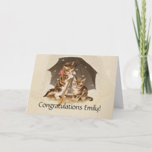 Carte Chat Kitten chaton antique vintage jolie mignonne
