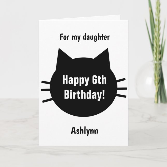 Carte Chat Kitty 6e Anniversaire  (Devant)