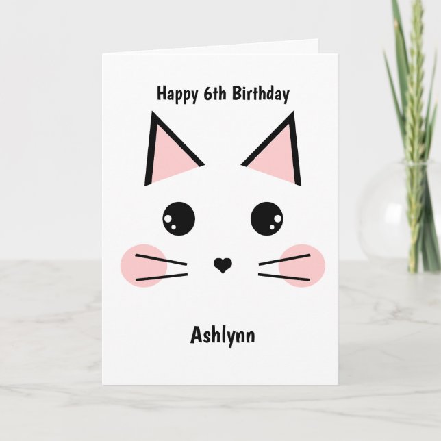 Carte Chat Kitty personnalisé anniversaire (Devant)