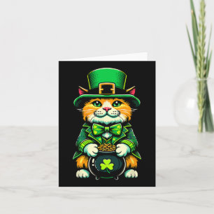 Carte Chat lutin de la Saint-Patrick Chat Trèfle irlanda