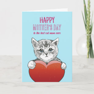 Carte Chat Maman Cute Kitten Aimer Bonne Fête des Mères