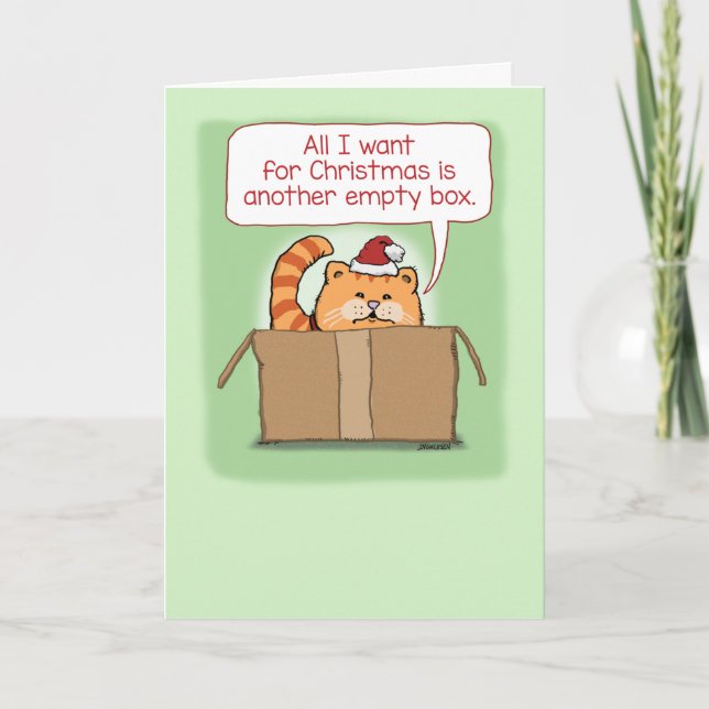 Carte Chat mignon dans une boîte Noël amusant (Devant)