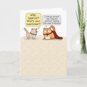 Carte Chat mignon et drôle avec des super pouvoirs Anniv