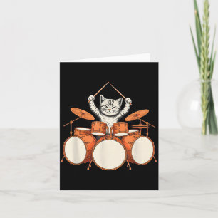 Carte Chat Mignon Jouant de la Batterie Kit de Batteur D