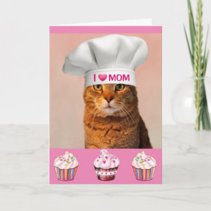 Carte Chat mignon "Pour maman" Anniversaire