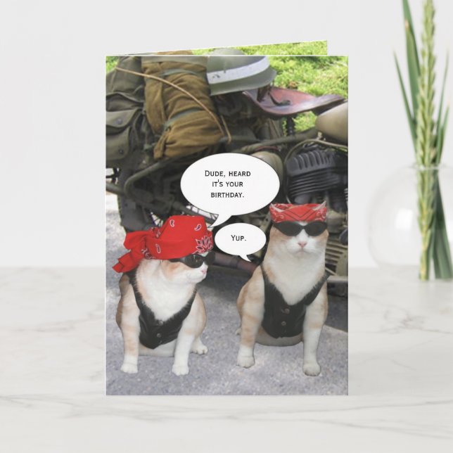 Carte Chat motard personnalisable (Devant)